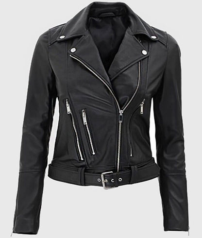 Women’s Trendy Black Biker Leather Jacket