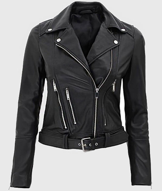 Women’s Trendy Black Biker Leather Jacket