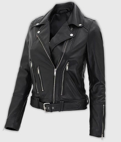 Women’s Trendy Black Biker Leather Jacket