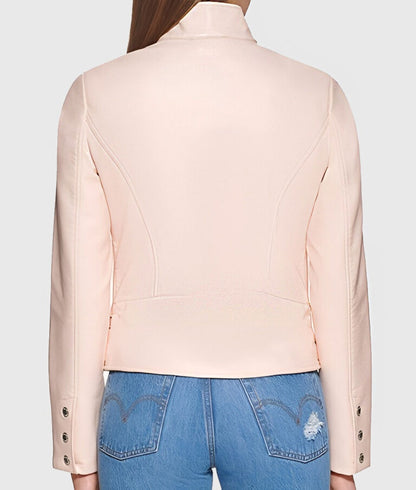 Women’s Vibrant Pink Real Leather Biker Jacket