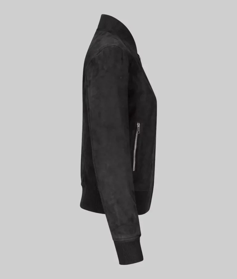 Women’s Classic Black Suede Leather Moto Jacket