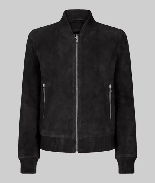 Women’s Classic Black Suede Leather Moto Jacket