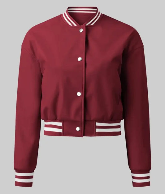 Women’s Burgundy Leather Varsity Jacket