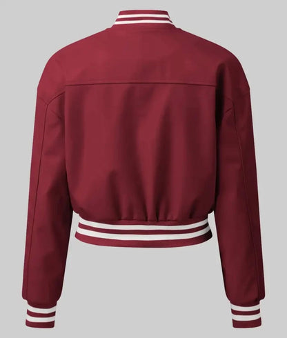 Women’s Burgundy Leather Varsity Jacket