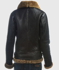 Women’s Dark Brown Shearling B-3 Bomber Leather Jacket
