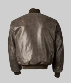  Women’s Brown Distressed Leather MA-1 Bomber Jacket