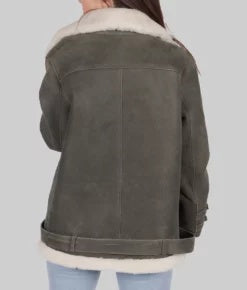  women’s grey B-3 shearling bomber leather jacket, 