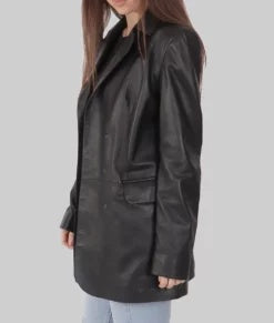 women’s black leather trench coat, 