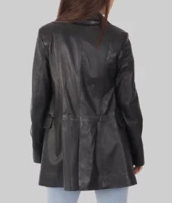  women’s black leather trench coat, 