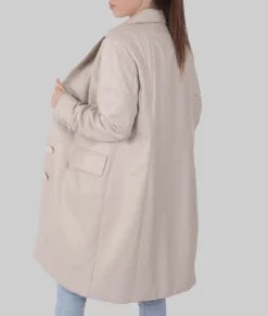 Women’s Off White Leather Trench Coat