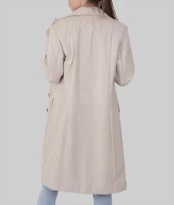 Women’s Off White Leather Trench Coat