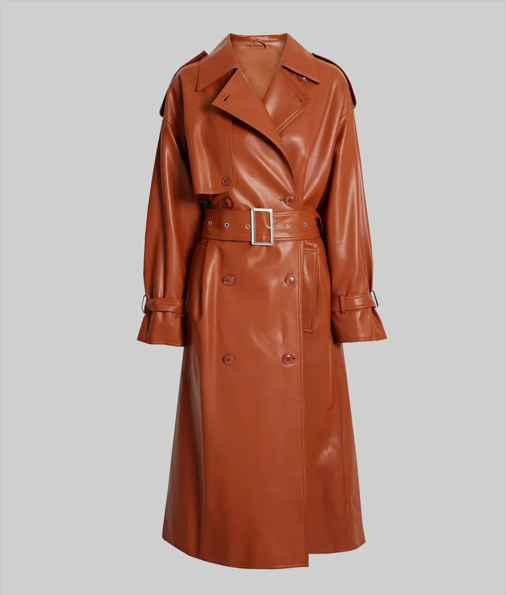 Women’s Tan Leather Trench Coat