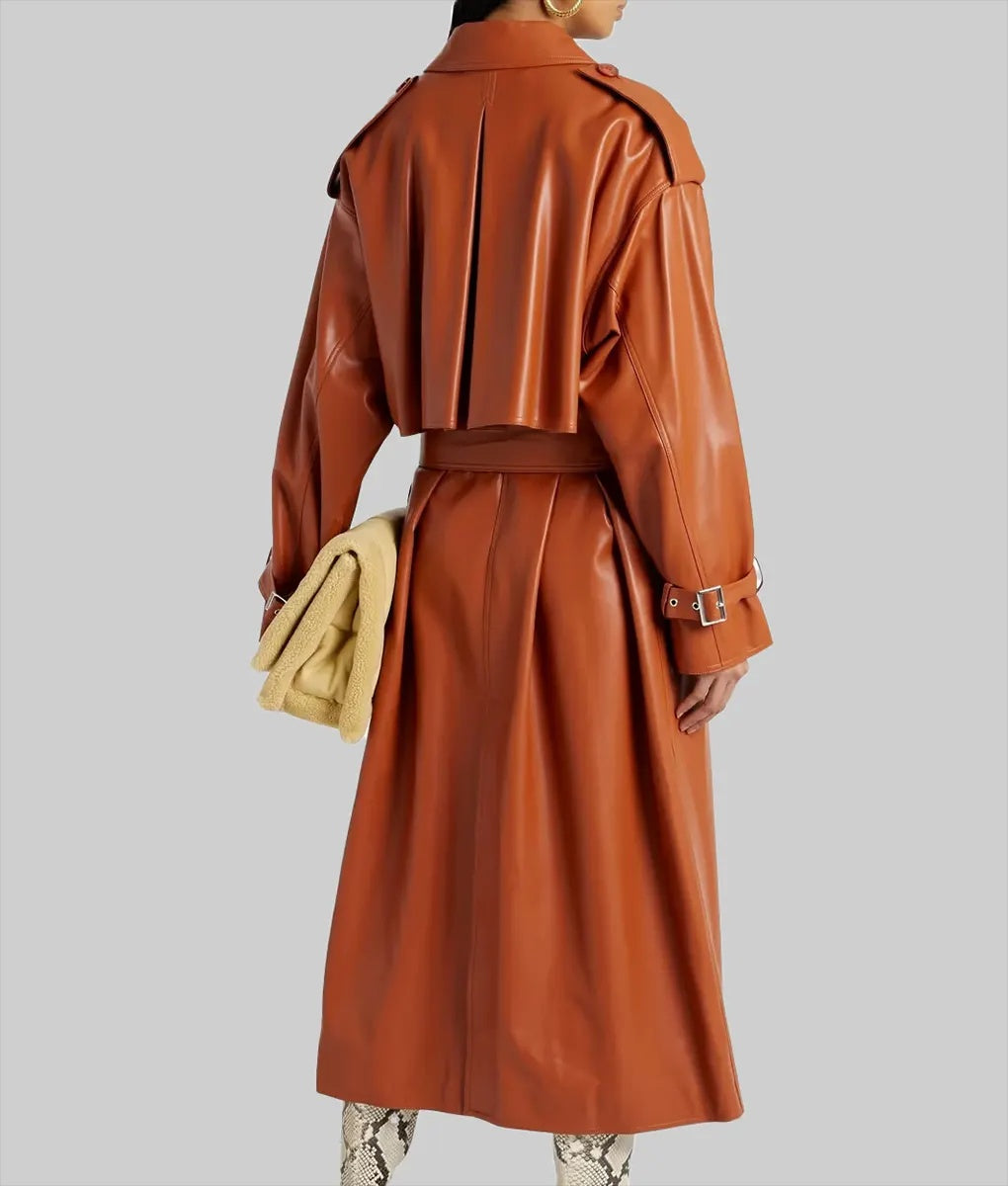 Women’s Tan Leather Trench Coat