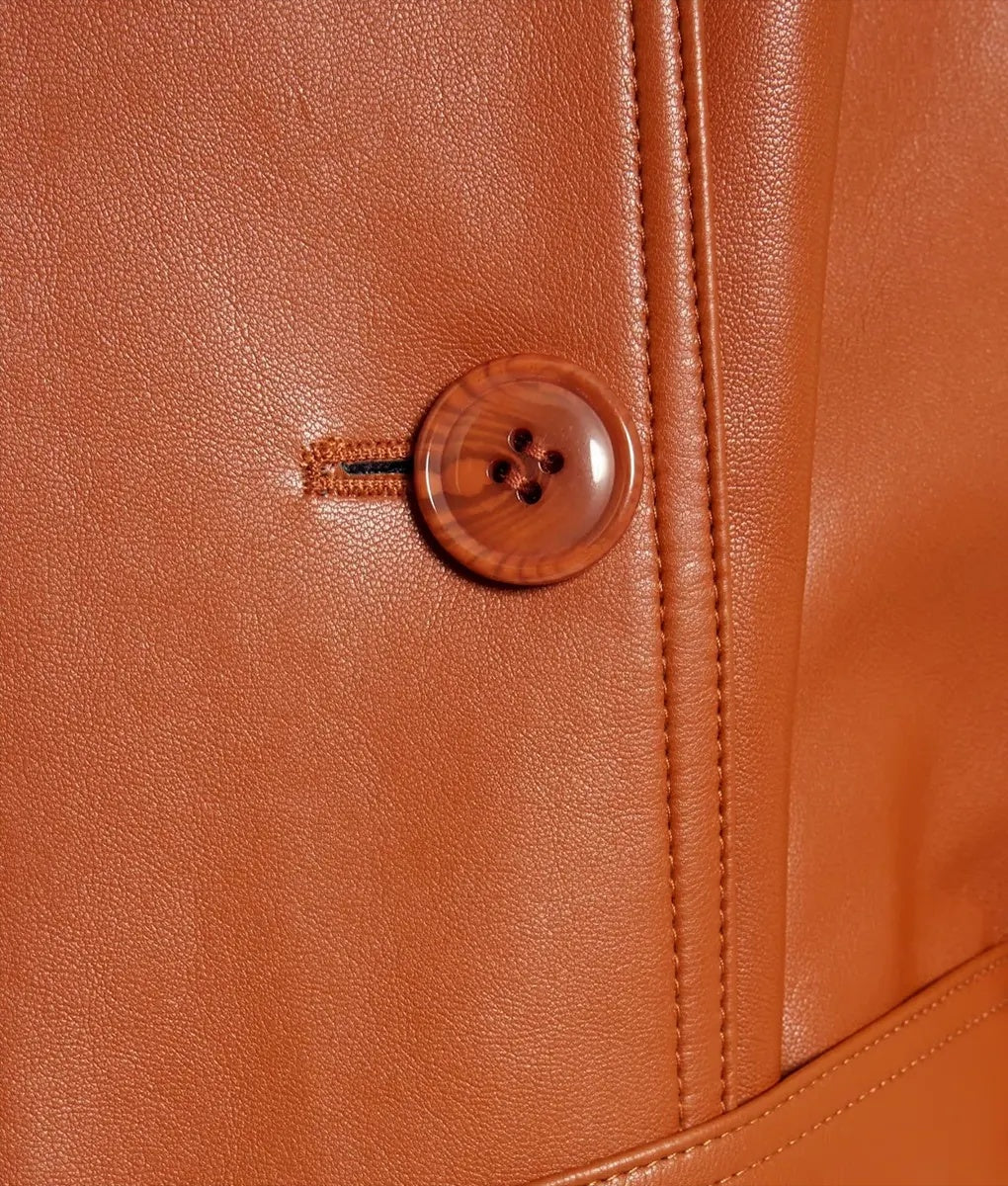 Women’s Tan Leather Trench Coat