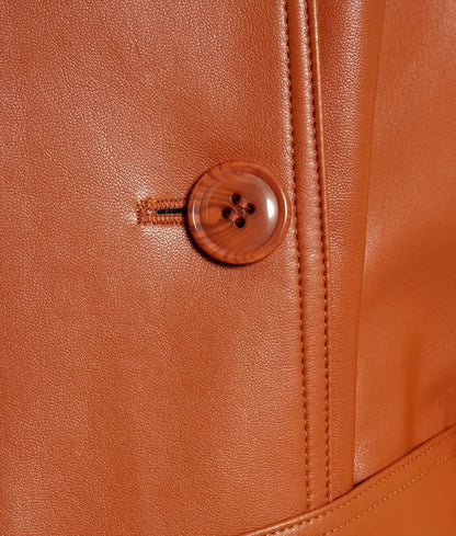 Women’s Tan Leather Trench Coat