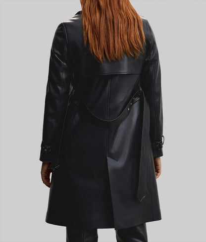 Women’s Black Leather Trench Coat
