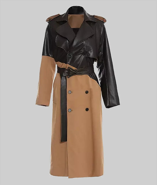 Women’s Brown Leather Trench Coat