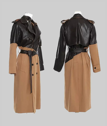 Women’s Brown Leather Trench Coat