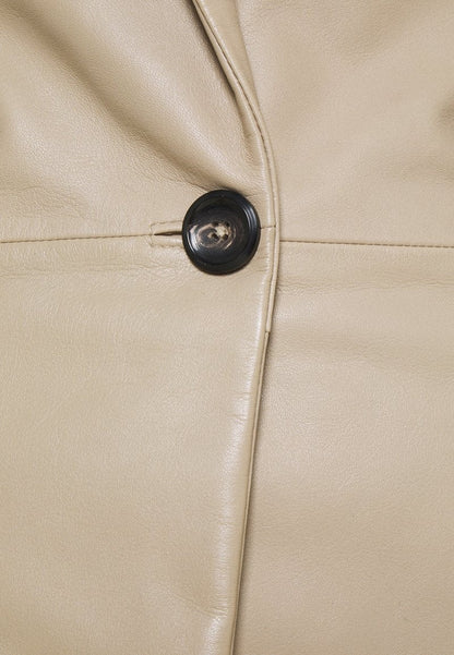 Women’s Classic Beige Sheepskin Leather Blazer