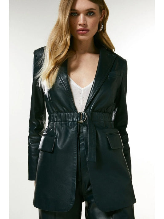 Women’s Black Classic Seehpskin Leather Blazer