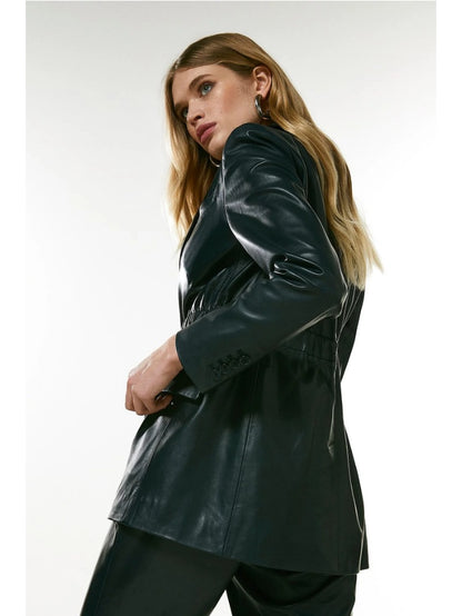 Women’s Black Classic Seehpskin Leather Blazer