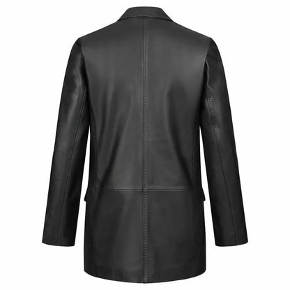 Black Leather Blazer For Women