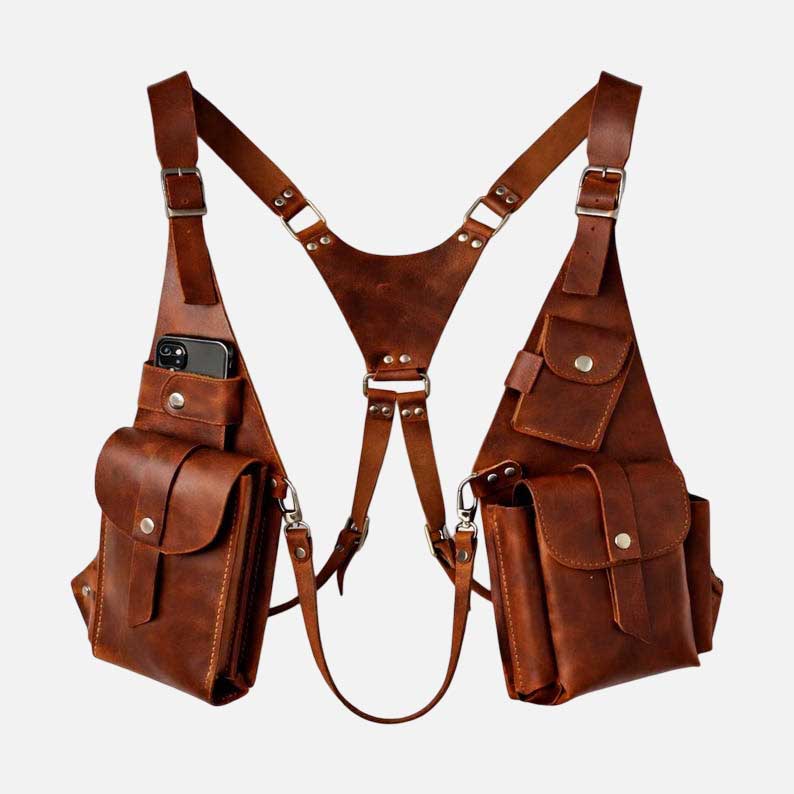 Best travel holster chest pack with adjustable leather straps and secure storage pockets