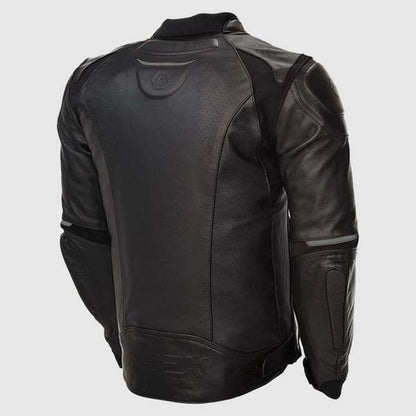 Men Black Matte Buffalo Leather Jacket With Performance Sport Biker Style