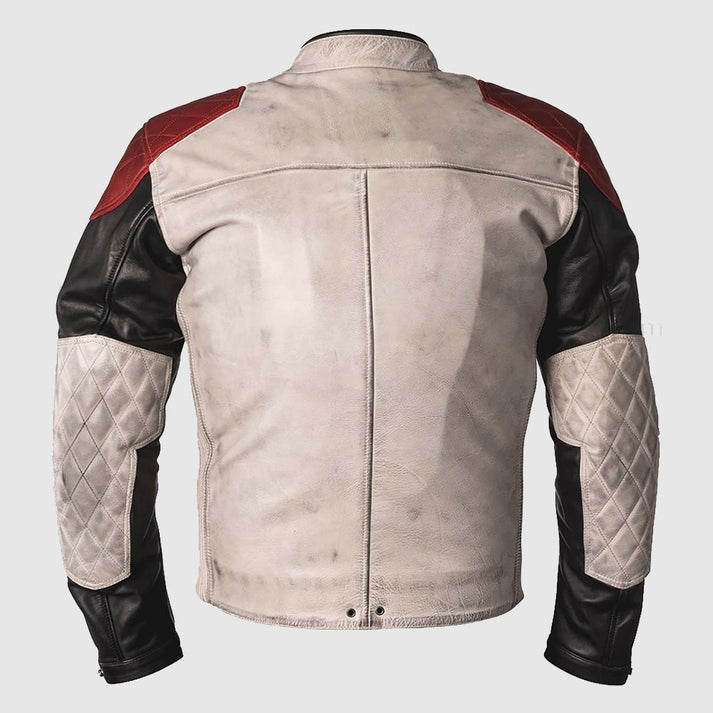 Men Black Full Grain Cowhide Leather Jacket With Vintage Racer Style