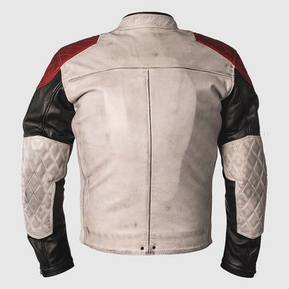 Men Black Full Grain Cowhide Leather Jacket With Vintage Racer Style