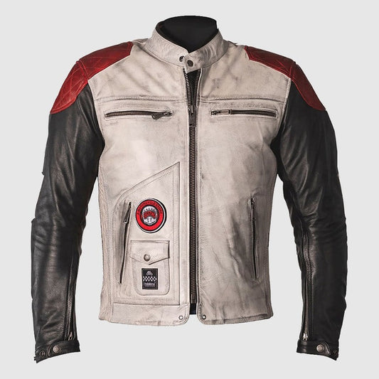 Men Black Full Grain Cowhide Leather Jacket With Vintage Racer Style