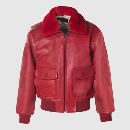 Men Brown Lambskin Leather Flight Jacket With Shearling Collar and Wings of Gold Patch