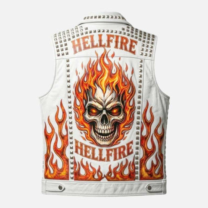 Affordable white skull leather vest buy online from Glory Store US motorcycle punk fashion