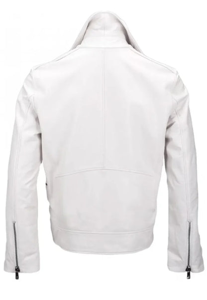 Men’s White Racer Leather Jacket – Sleek, Sporty & Statement-Making