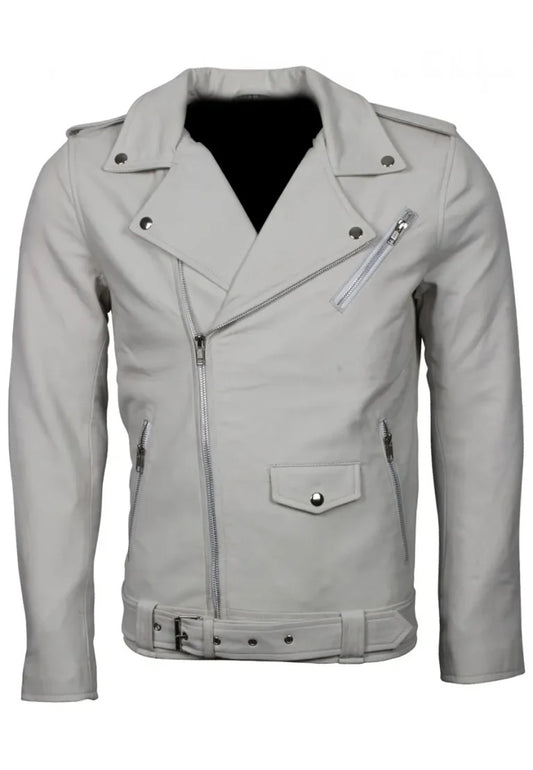 Men’s Grey Leather Biker Jacket – Sleek, Modern & Rugged