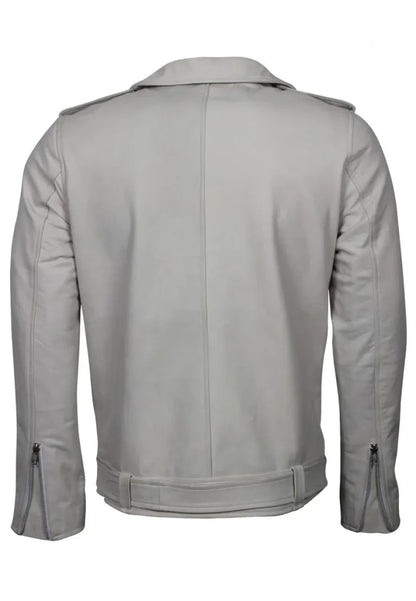 Men’s Grey Leather Biker Jacket – Sleek, Modern & Rugged