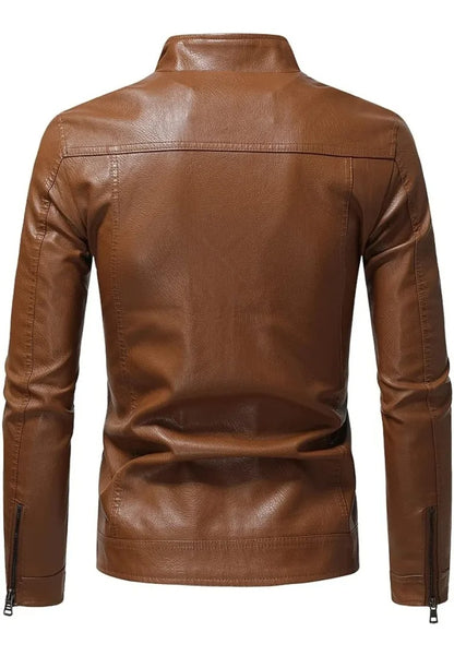 Men’s Retro Brown Leather Biker Jacket – Classic Vintage Motorcycle Style