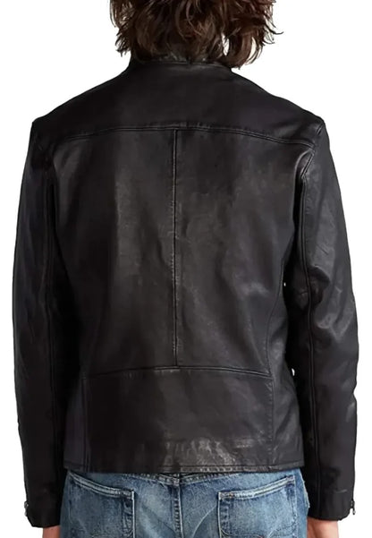 Men’s Black Café Racer Leather Moto Jacket – Sleek Speed Meets Classic Style