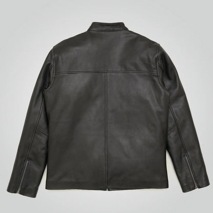 Men’s Black Cafe Racer Leather Moto Jacket