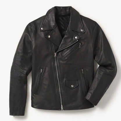 Men’s Black Goatskin Moto Leather Motorcycle Jacket