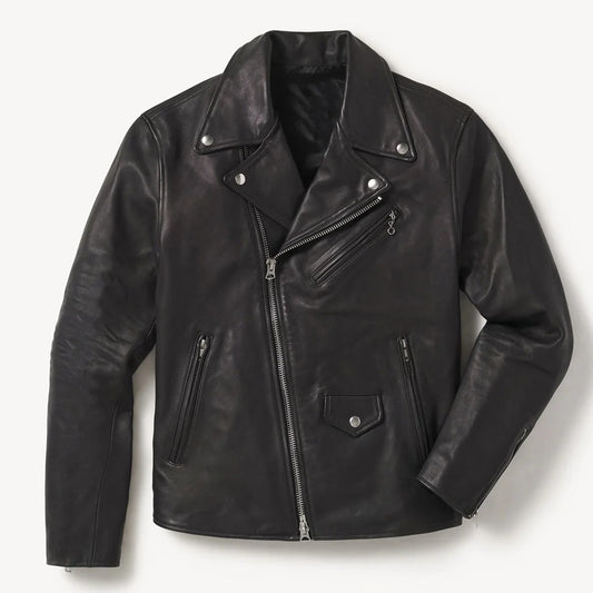 Men’s Black Goatskin Moto Leather Motorcycle Jacket