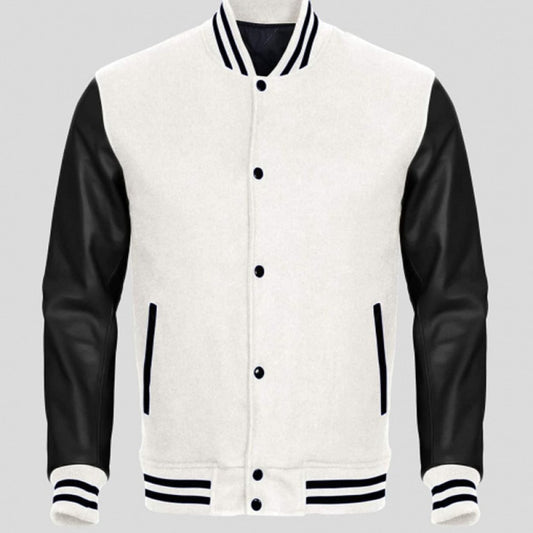 Men's Varsity Black and White Jacket - Classic Sporty Style