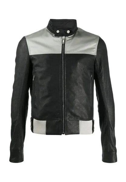 Men’s Black Slim Fit Leather Biker Jacket – Sleek Modern Moto Look