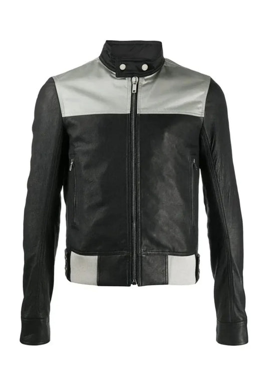 Men’s Black Slim Fit Leather Biker Jacket – Sleek Modern Moto Look