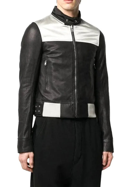 Men’s Black Slim Fit Leather Biker Jacket – Sleek Modern Moto Look