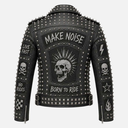 Best punk rock moto jacket for men with skull patches and bold biker styling