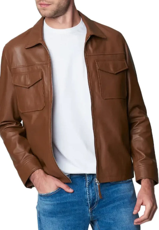 Men’s Brown Moto Leather Jacket – Trendy, Rugged & Street-Ready