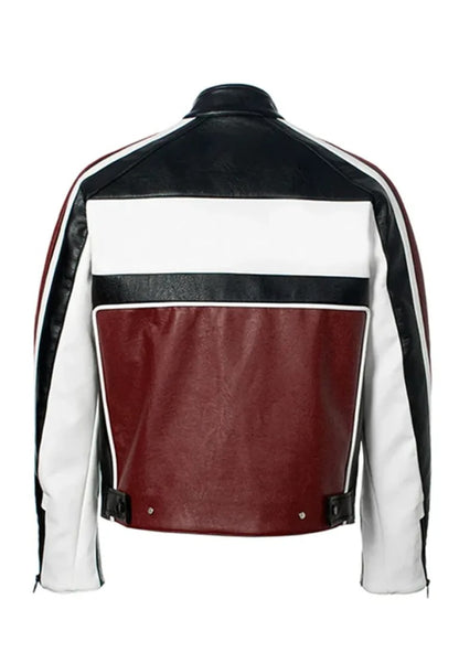 Men’s Burgundy Leather Biker Jacket – Bold Streetwear Moto Style