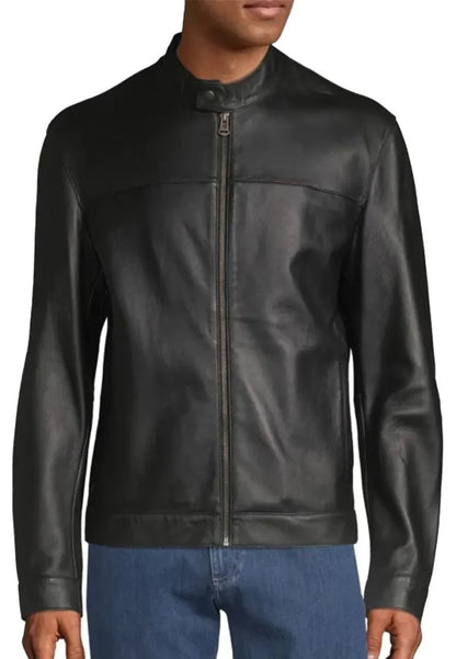 Men’s Casual Black Leather Moto Jacket – Effortless Street Style