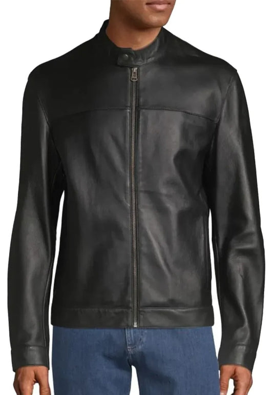 Men’s Casual Black Leather Moto Jacket – Effortless Street Style